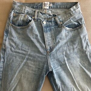 Princess Polly Asymmetrical Waist Blue Relaxed Jeans